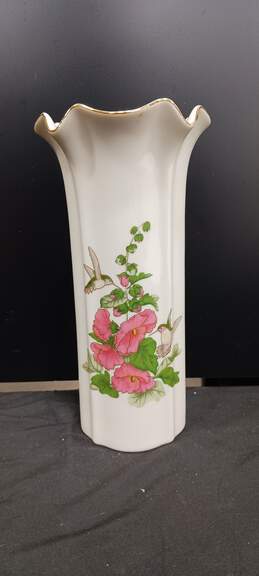 Vintage Otagiri Ceramic Floral and Bird Themed Vase