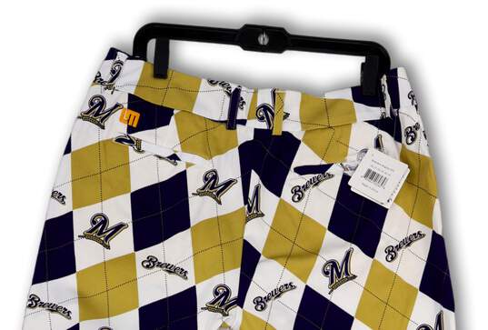 NWT Womens Multicolor Argyle MLB Milwaukee Brewers Baseball Shorts Size 12 image number 4