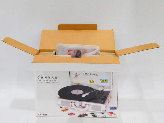 Victrola White Create Your Own Bluetooth Suitcase Record Player IOB W/ Stickers & Power Cord image number 6