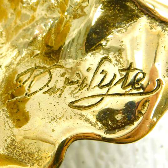 Vintage Dirilyte Brass Candlestick Holders Leaf Shaped image number 4