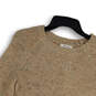 Womens Tan Flecked Wide Sleeve Round Neck Knitted Pullover Sweater Size XS image number 3