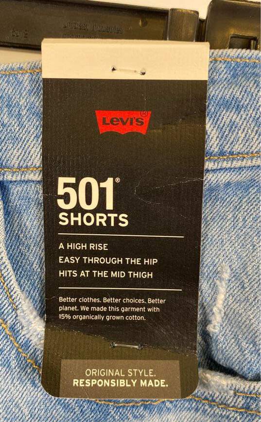NWT Levi's 501 Womens Blue Flat Front High Rise Denim Boyfriend Shorts Size 24 image number 4