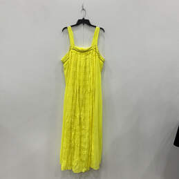 NWT Womens Yellow Pleated Sleeveless Square Neck Tie Back Maxi Dress Sz 22