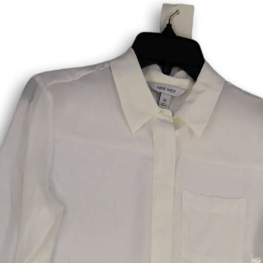 NWT Womens White Long Sleeve Spread Collar Button-Up Dress Shirt Size XS image number 4