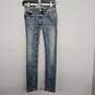 BKE Blue Denim Distressed Super Low Rise Skinny Jeans image number 1