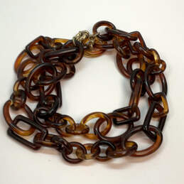 Designer J. Crew Gold-Tone Brown Tortoise Double Strand Link Chain Necklace alternative image