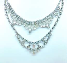 Vintage Silvertone Icy Clear Rhinestones Bib Necklaces & Chain Bracelet 53.5g alternative image