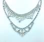 Vintage Silvertone Icy Clear Rhinestones Bib Necklaces & Chain Bracelet 53.5g image number 2