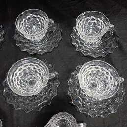 15 Pc. Set of Glass Tea Cups & Saucers w/ Sugar & Creamer Dishes alternative image