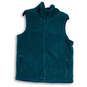 Womens Blue Sleeveless Front Pocket Mock Neck Full-Zip Vest Size Medium image number 1