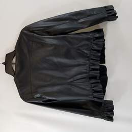 Catherine Malandrino Women Black Pleather Ruffle Jacket 6 alternative image