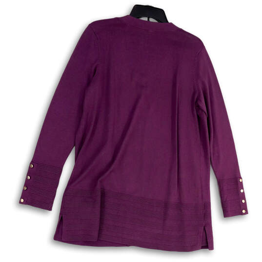 NWT Womens Purple Long Sleeve Open Front Cardigan Sweater Size Medium image number 2