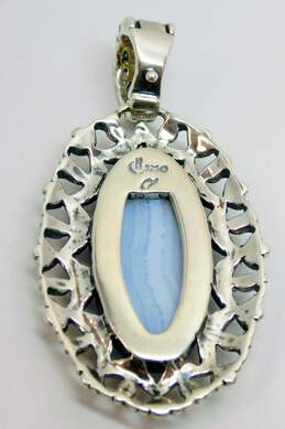 Carolyn Pollack Relios 925 Blue Lace Agate Cabochon Oval Statement Pendant alternative image