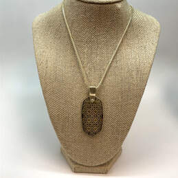 Designer Kendra Scott Gold-Tone Inez Long Filigree Pendant Necklace