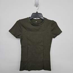 Green Short Sleeve Ribbed Shirt