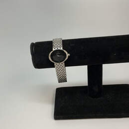 Designer Bulova Silver-Tone Stainless Steel Oval Dial Analog Wristwatch