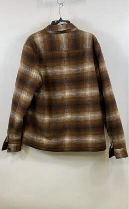 AllSaints Mens Brown Plaid Pockets Long Sleeve Collared Shirt Jacket Size L alternative image