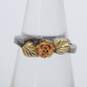 Artisan 925 10K Yellow & Rose Gold Etched Floral Ring 4.1g image number 1