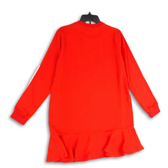 NWT Womens Red Long Sleeve Crew Neck Pullover Mini Dress Size Large image number 2