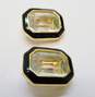 Vintage DS Co Daniel Swarovski Crystal Gold Tone & Black Enamel Clip-On Earrings 21.4g image number 3