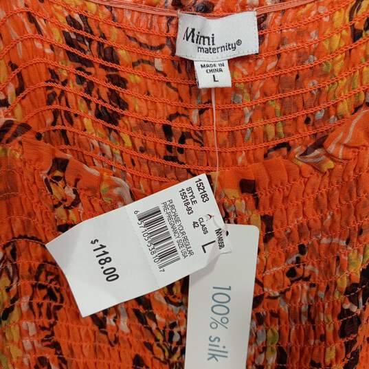 NWT Womens Orange Floral Spaghetti Strap Smocked Maxi Dress Size Large image number 3