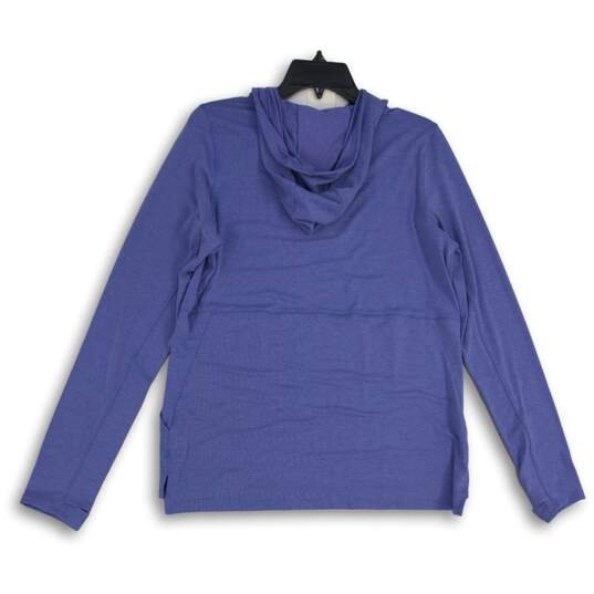 NWT L.L. Bean Womens Blue Hooded Long Sleeve Pullover Activewear Top Size M image number 2