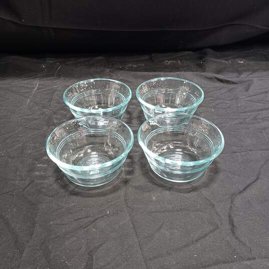 Set of 4 Pyrex Clear Turquoise 6 oz. Custard Cups image number 1