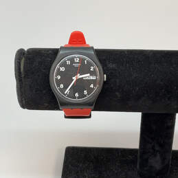 Designer Swatch Swiss Red Adjustable Strap Round Dial Analog Wristwatch