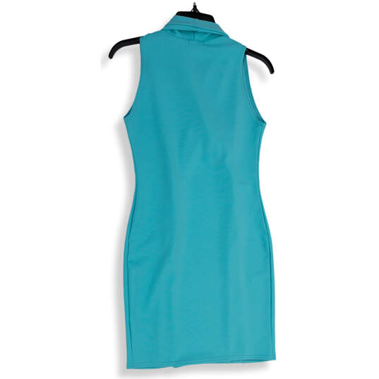 NWT Womens Teal Sleeveless Button Front Double Breasted Sheath Dress Size 6 image number 2