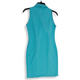 NWT Womens Teal Sleeveless Button Front Double Breasted Sheath Dress Size 6 alternative image