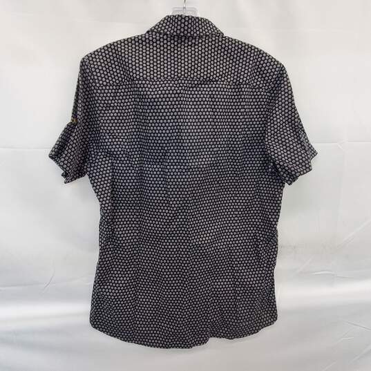 Ted Baker Mens' Black & White Pattern Print Short Sleeve Button Up Top Size 4 image number 2