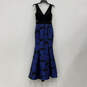 Womens Black Blue Floral Sleeveless V-Neck Back Zip Mermaid Dress Size 4 image number 1