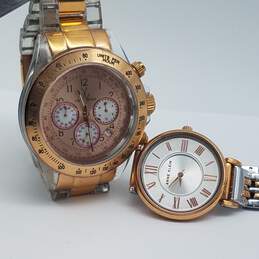 His and Hers Anne Klein Silver and Rose Gold 2 tone Quartz Watch Bundle