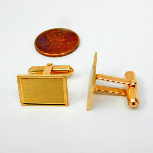 VNTG Lindsay & Co Brushed 14K Yellow Gold Cufflinks & Tuxedo Shirt Buttons 14.9g image number 6