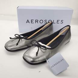 Aerosoles Women's Catalina Graphite Silver Faux Leather Flats Size 9.5M