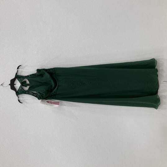 NWT Womens Green Lace Halter Neck Back Tie Bridesmaid Maxi Dress Size 16 image number 1