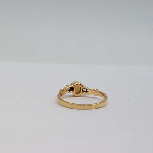 14k Gold Opal Blue Gemstone Size 5.75 Ring 1.8g image number 6