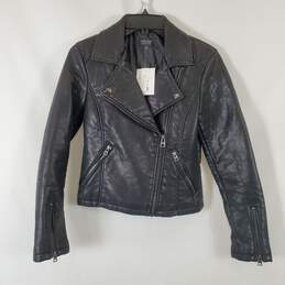 Top Shop Women's Black Leather Jacket SZ 2 NWT