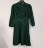 NWT Womens Green Cotton 3/4 Sleeve Back Zip Collared A-Line Dress Size 10 image number 1