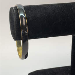Designer J. Crew Gold-Tone Black Enamel Classic Round Shape Bangle Bracelet
