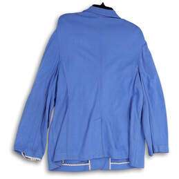 Womens Blue Notch Lapel Long Sleeve Front Pockets Two Button Blazer Size 16 alternative image