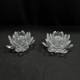 Pair of Crystal Flower Candle Holders