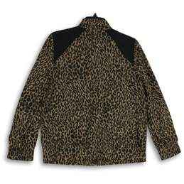 Chico's Zenergy Womens Brown Black Animal Print Full-Zip Jacket Size 8/10 alternative image