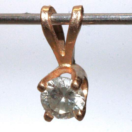 14K Yellow Gold 3mm Solitaire Diamond Pendant - 0.3g image number 2