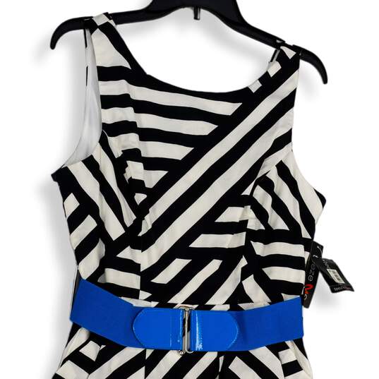 NWT Womens Black White Striped Sleeveless Back Zip Sheath Dress Size 11 image number 3