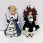 Pair of Beautiful 18" Porcelain Dolls with Stands image number 1