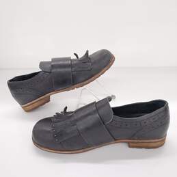 Kork-Ease Bailee Kiltie Monk Strap Black Leather Oxford Loafer Shoes Women's Sz 8M