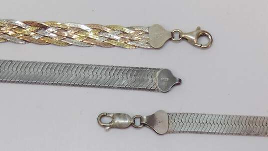 Artisan 925 & Vermeil Wide Herringbone Braided Fancy Cable Greek Key & Box Chain Bracelets Variety 38.3g image number 4