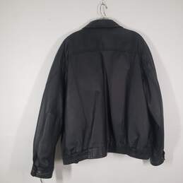 Mens Leather Long Sleeve Slash Pockets Full-Zip Motorcycle Jacket Size XXL alternative image