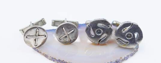 Cynthia Gale New York & Artisan 925 Modernist Abstract Swirl & Button Cuff Links Variety 21.7g image number 1